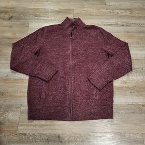 GAP Full Zip Cardigan Sweater Jacket Heathered Maroon Mens Large
